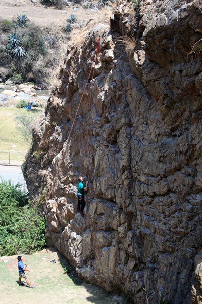 Lionel rock climbing in Chancos