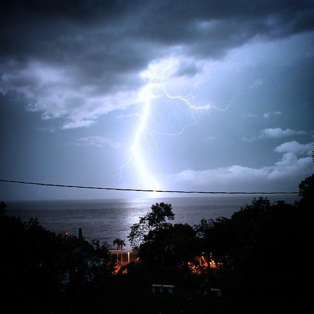 View of lightening strike from Mirante da Orla.