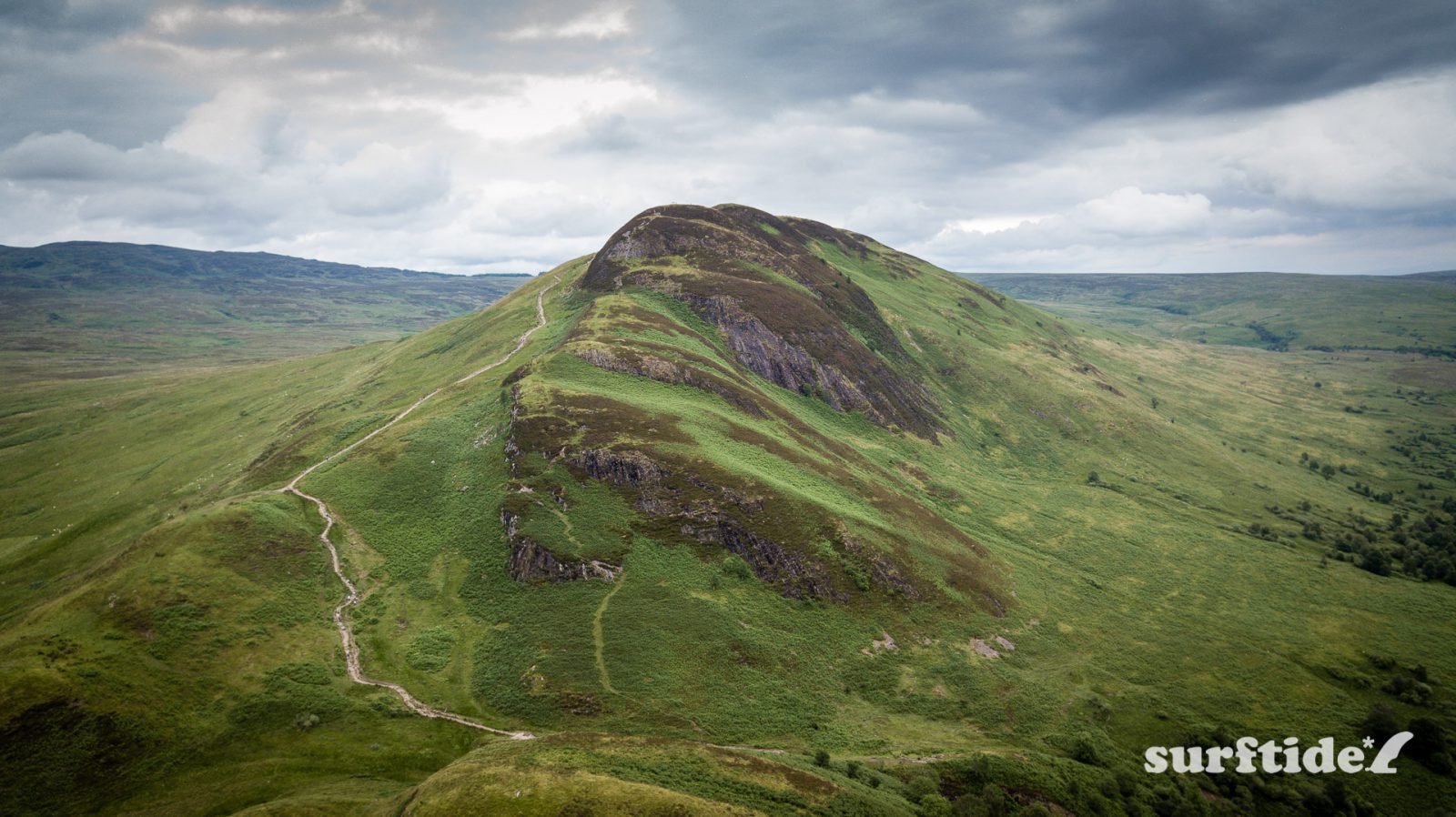 Aerial photo showing the view north from Conic Hill Stirling, Scotland