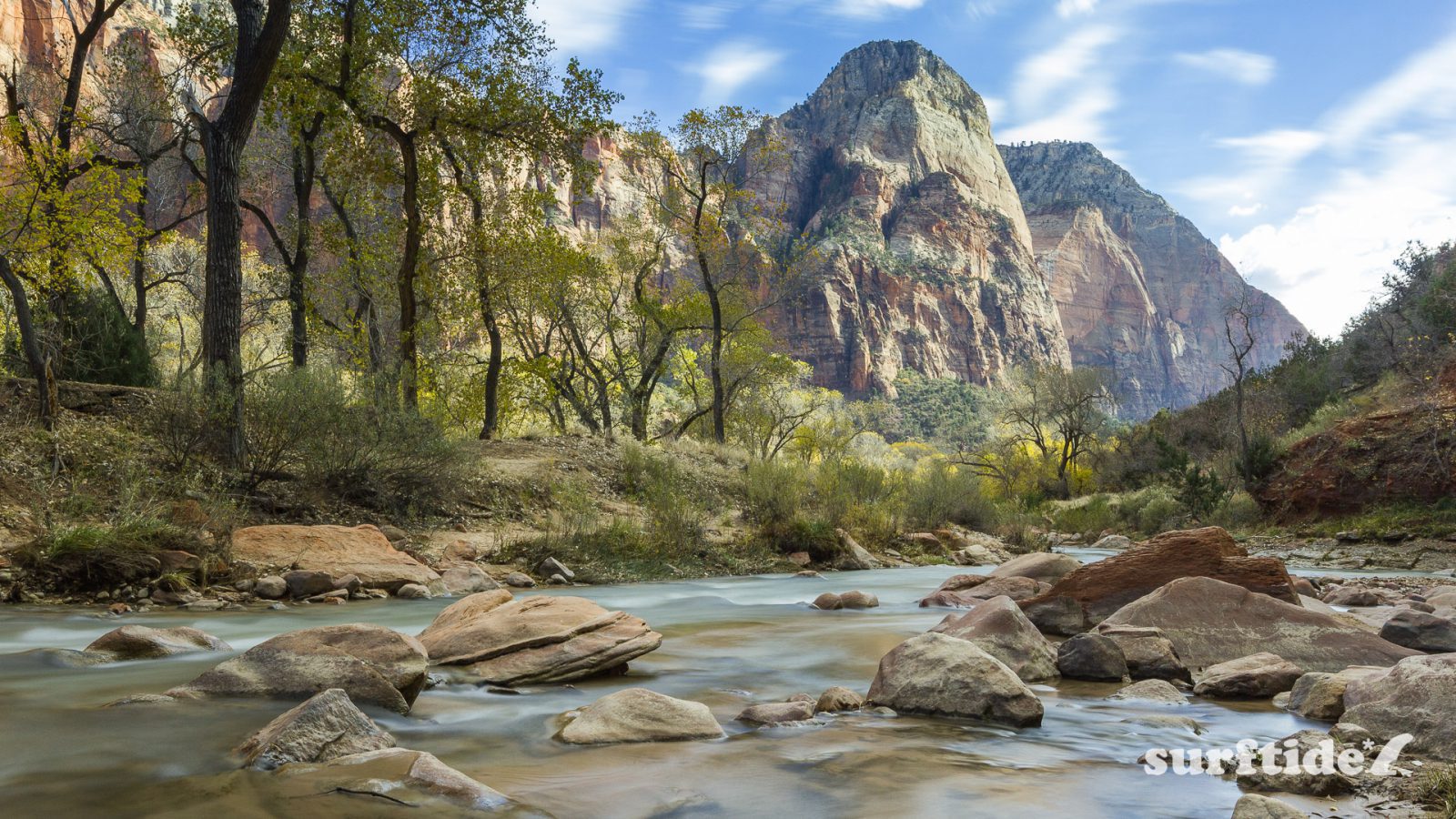 Long exposure photo of the Emerald Pools Trail in Zion National Park, Utah