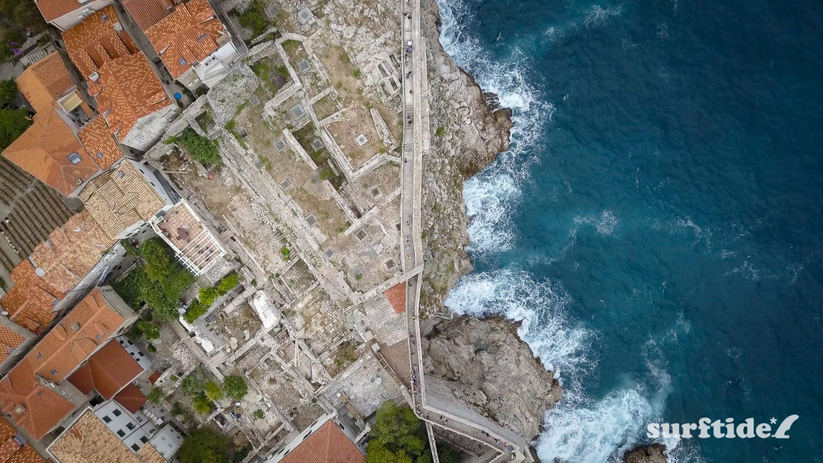 Aerial photo of the historic city walls in Dubrovnik southern Croatia