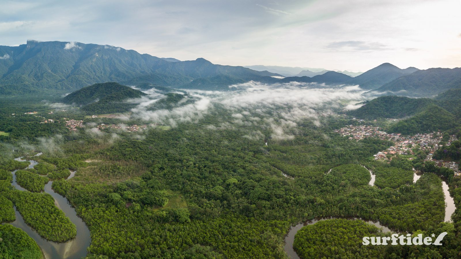 Aerial photo of Rio Escuro, Ubatuba, Brazil